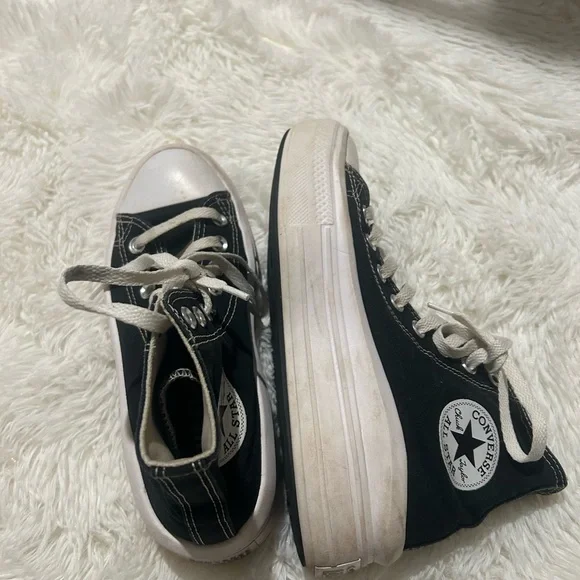 Converse platform Black High-Top Sneakers with White Accents size 7 - Picture 6 of 10